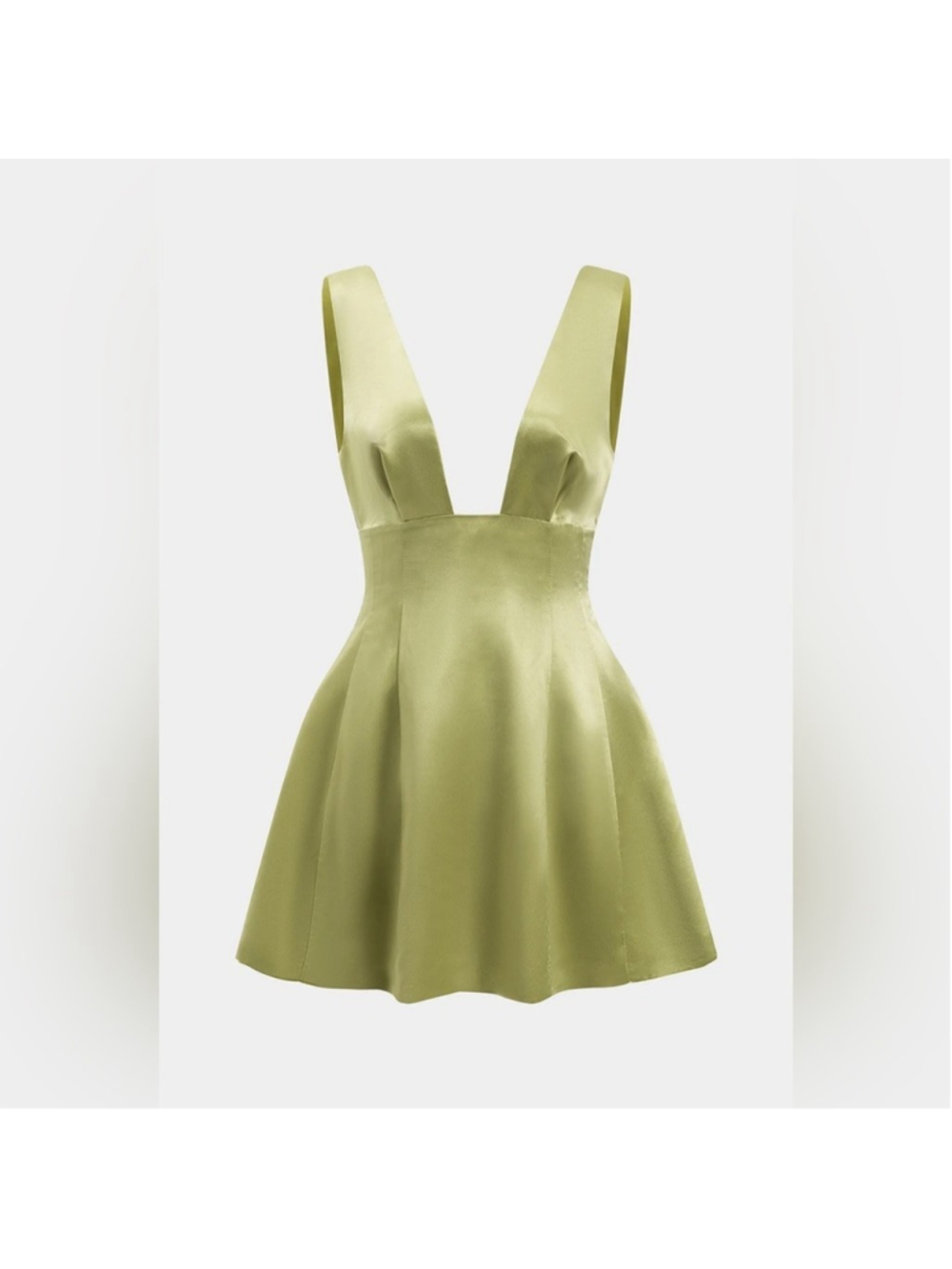 Micas satin backless pleated sleeveless mini dress GREEN-XS UP-11